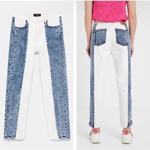 Desigual Women's Straight Leg Jeans in Blue and White